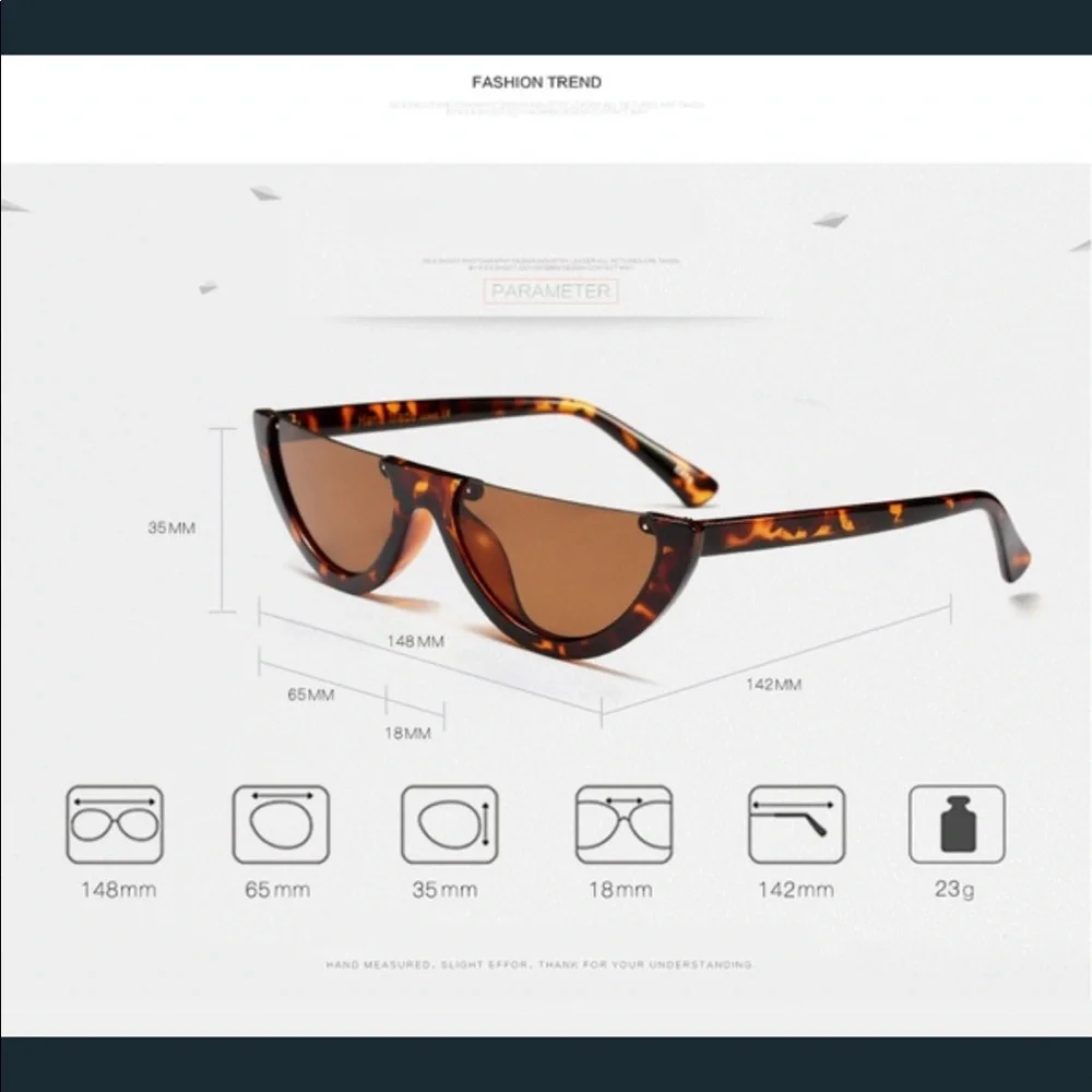 Jamie Half FRAME Black Grey Lense Sunnies Sunglasses